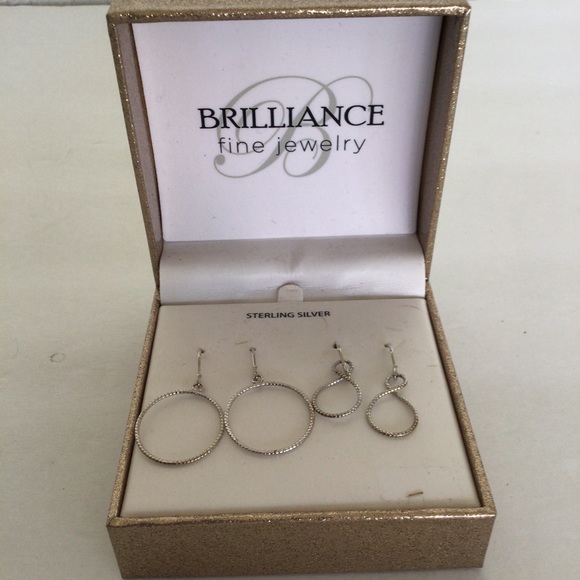 BRILLIANCE STERLING SILVER INFINITY AND HOOP EARRINGS NWT - Picture 2 of 10